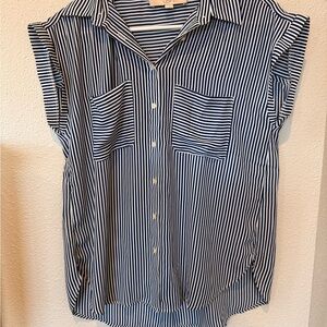 LOFT Navy and White Striped Top